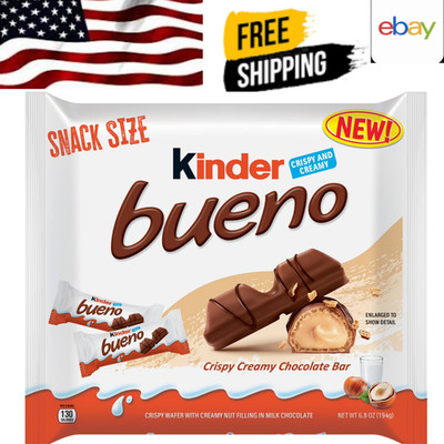 Kinder Bueno Milk Chocolate Bars, Chocolate Candy Bars with Hazelnut Filling for