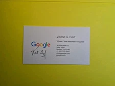 Vint Cerf   Internet Pioneer.  Signed. Autographed Business Card  No Inscription