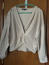 Ocean Drive Twist Front Sweatshirt Tan Junior Size Large Long Sleeve