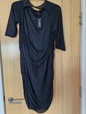 Boohoo Plus Mesh Twist Detail Ruched Bodycon Dress – Black – Size 26. New With T