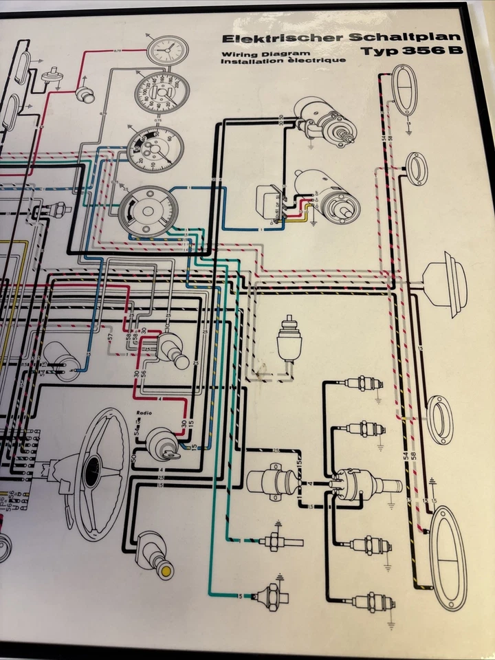 Porsche 356B Porsche Elektrischer Schaltplan  wiring diagram laminated 1960 - Image 4 of 4