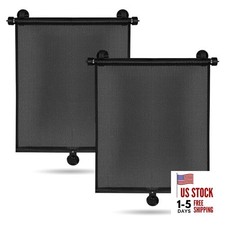 2 Pack Car Side Window Sun Shade - Retractable Car Roller Sunshadewith 2 Black