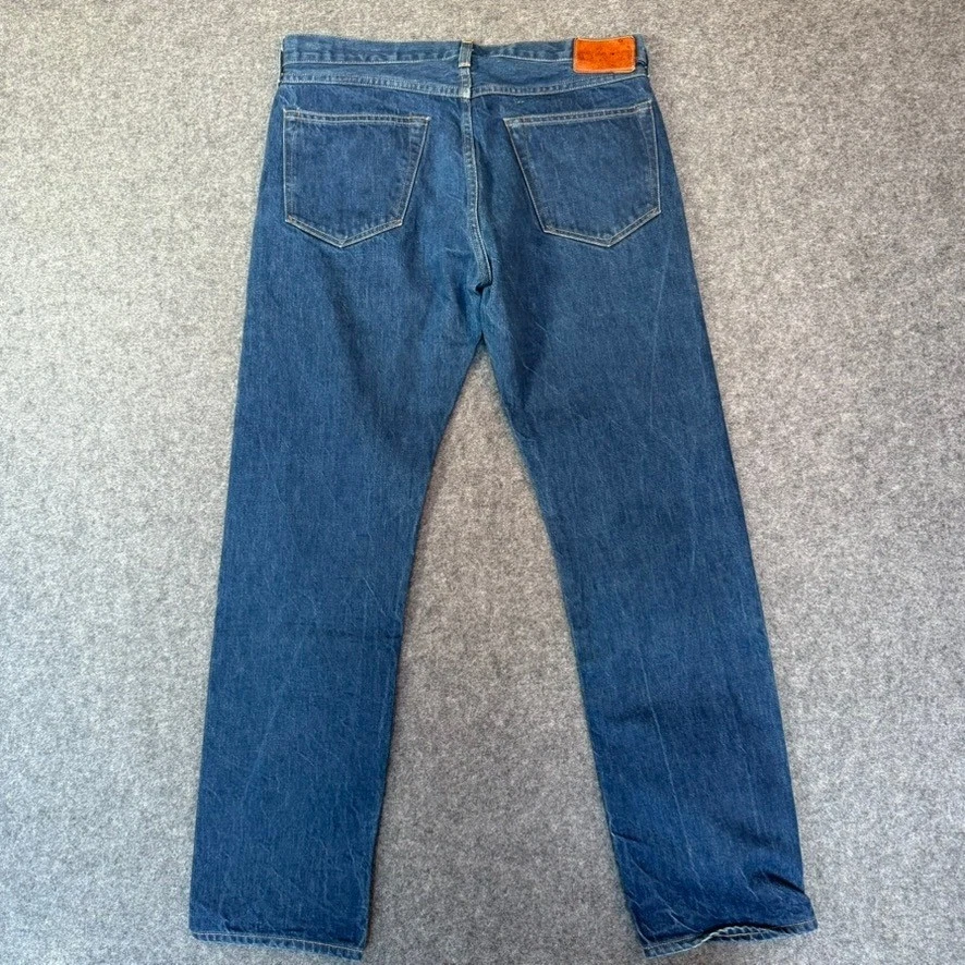 Pantalones de mezclilla Wallace & Barnes de pierna recta para hombre 31x30 blanco roble ribete índigo natural Foto 2 de 4