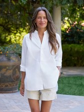 Frank & Eileen Victoria Tuxedo Shirt XL White Italian Superluxe Cotton Oversized