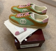 Gucci G75 low top suede trimmed sneakers uk 10 eu 44