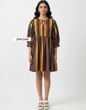 Handmade Boho Summer Mini Dress | Indian Striped Cotton Women’s Multi- Fashion