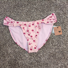 NWT SHADE  SHORE Woman Pink Floral Size Large 12-14 Bikini Bottom NEW Roses