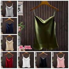 Neu Damen Träger Satin Weste Tank Tops Hemde...