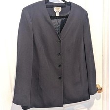 Quiet Luxury Vintage Talbots Pure Silk Ribbed Blazer Navy Petites 8 Old Money