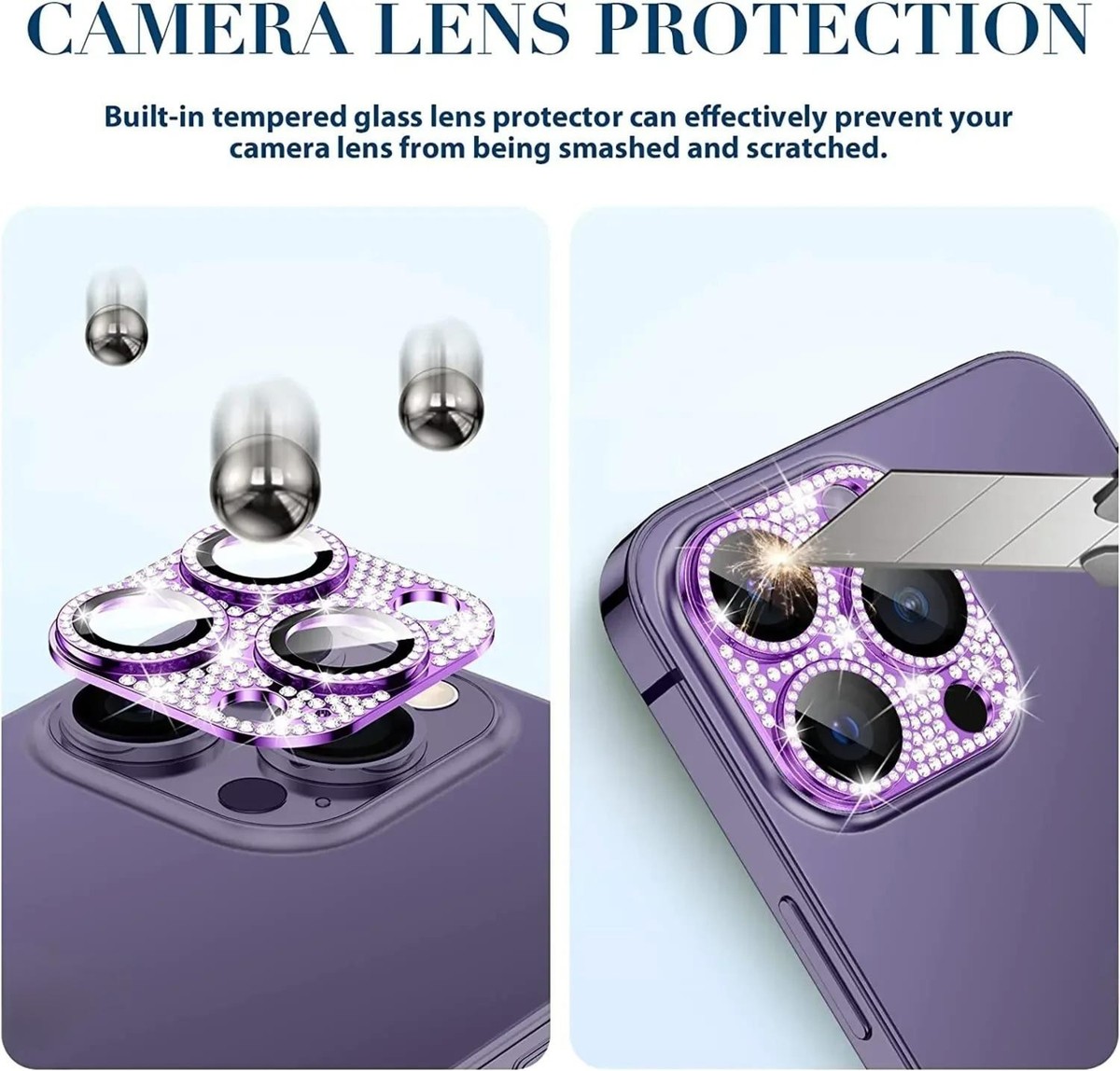 Vetro Temperato Placcato Diamante 3D Per IPhone 16 15 14 13 12 11 Pro - Foto 2