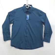 NEW Nautica Dress Shirt Mens L 16-16.5 32/33 Blue Slim Stretch Long Sleeve
