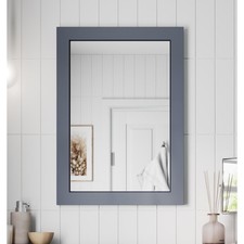 Framed Wooden Bathroom Mirror Wood Frame Wall Mounted Vanity Mirrors Grey White