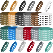 60Pcs One Day at a Time Silicone Motivational Wristbands Inspirational Rubber...