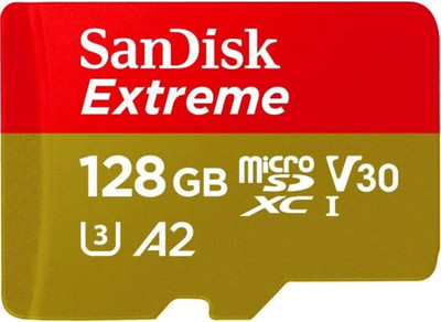 128GB Extreme Microsd UHS I Card for 4K Video on Smartphones, Action Cams & Dron