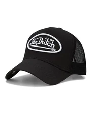  Unisex Trucker Hat - Curved Bill Mesh Back Retro Classic One Size Black/White