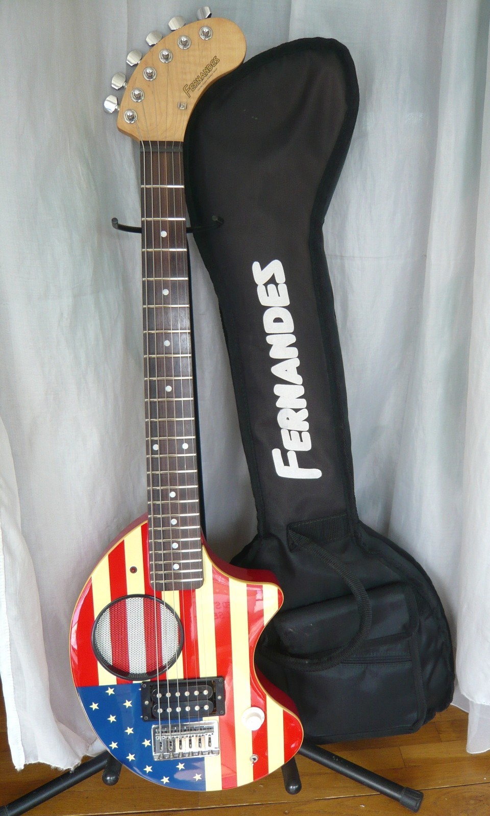 Electric guitar Fernandes ZO-3 w/Built in Amp, case newly strung perfect working