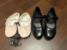 Danskin Little Girls Toddler Tap Shoes Size 11 Black Easy Loop Closure  Ballet