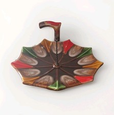 Vintage Ceramic French Vallauris Umbrella Cake Plate Stand Serving Dish Hot Lava