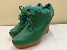  Phillip Lim Emerald Green Leather Fur Lace U...