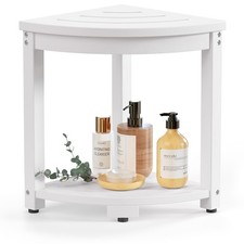 White Waterproof Corner Shower Stool HIPS Bench Seat Shaving Legs Storage
