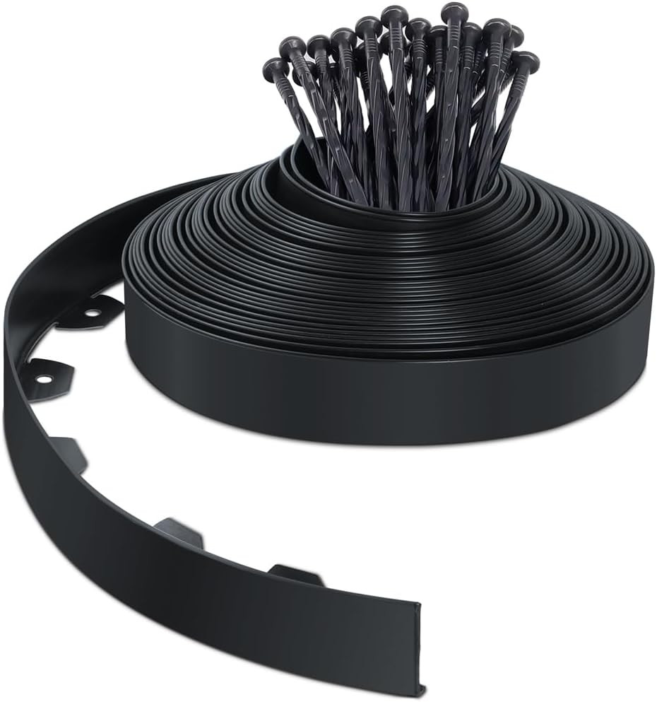 ® Bordo Giardino Flessibile, Bordi Aiuole Plastica, Con 40 Chiodi Di Fissaggio, 