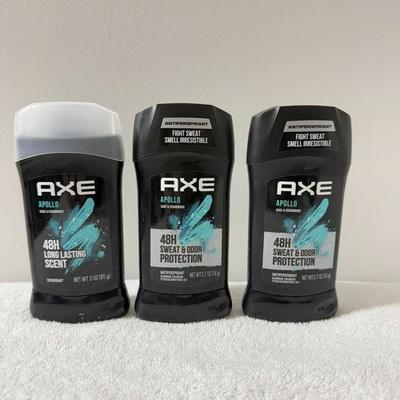 Lot 3 AXE Apollo Antiperspirant Deodorant 48Hr Fresh Scent 2.7oz Stick Men