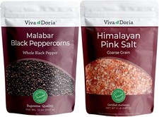 Malabar Whole Black Peppercorns, 12 Oz Himalayan Pink Salt, Coarse Grain, 2 lb