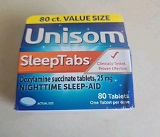NEW Unisom SleepTabs, Nighttime Sleep-aid, Doxylamine Succinate, 80 Tablets