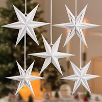 Sunbeauty 5Er Set Papiersterne Weihnachten,Papiersterne Zum AufhäNgen Weiß,6 Zac