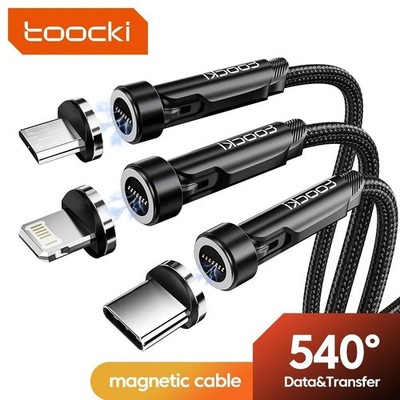 Schnellladekabel Magnet USB C Micro 5A für Samsung Xiaomi Huawei, 3in1 LED 7 Pin