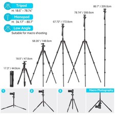 Professional Camera Tripod, 180cm Maximum Height