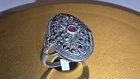 Vintage Cocktail Ring 7" 925 Sterling Silver & Old Milor Silver Necklace