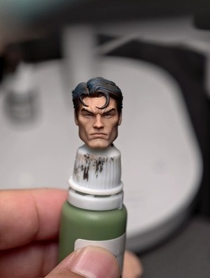 1/12 Scale Painted Bruce Wayne Calm Male Head Carved Model Toys