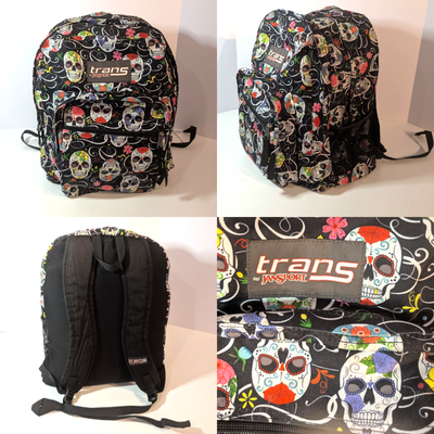 death jansport backpack Jansport Trans Sugar Skull Dia De Los Muertos Backpack, Halloween Latin  Goth Bag
