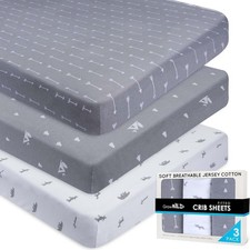 Fitted Unisex Crib Sheets 3 Pack by - Jersey Knit Cotton Crib Sheets for Bo...