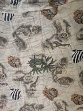 Vintage African animals safari Africa map fabric material elephant lion 60x70"