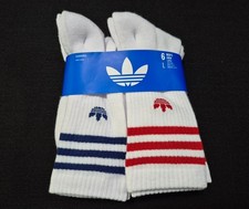 Adidas Men's- Cushioned Athletic Crew Socks 6 Pairs shoe SIZE 8-12 Striped