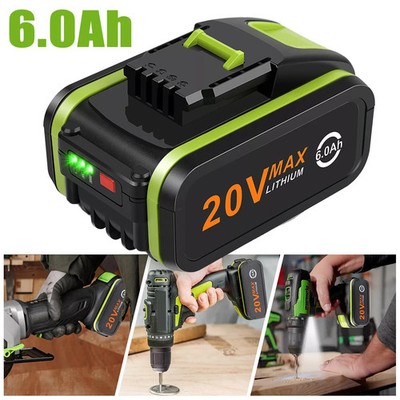 6,0 Ah für Worx 20 V Akku Li-Ion WA3551 WA3551.1 WA3553 WA3553.1 WA3556 LED UK