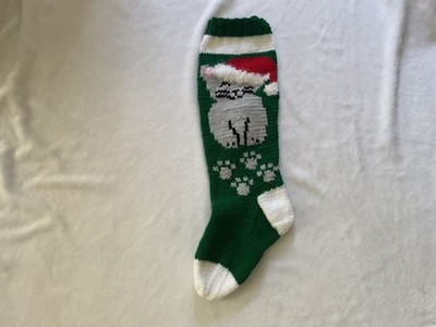 HAND KNIT CHRISTMAS STOCKING KITTEN