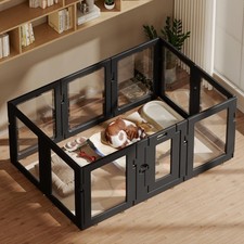 Clear Acrylic Dog Playpen with Door, Puppy Playpen for Indoor Use with Heavy ...