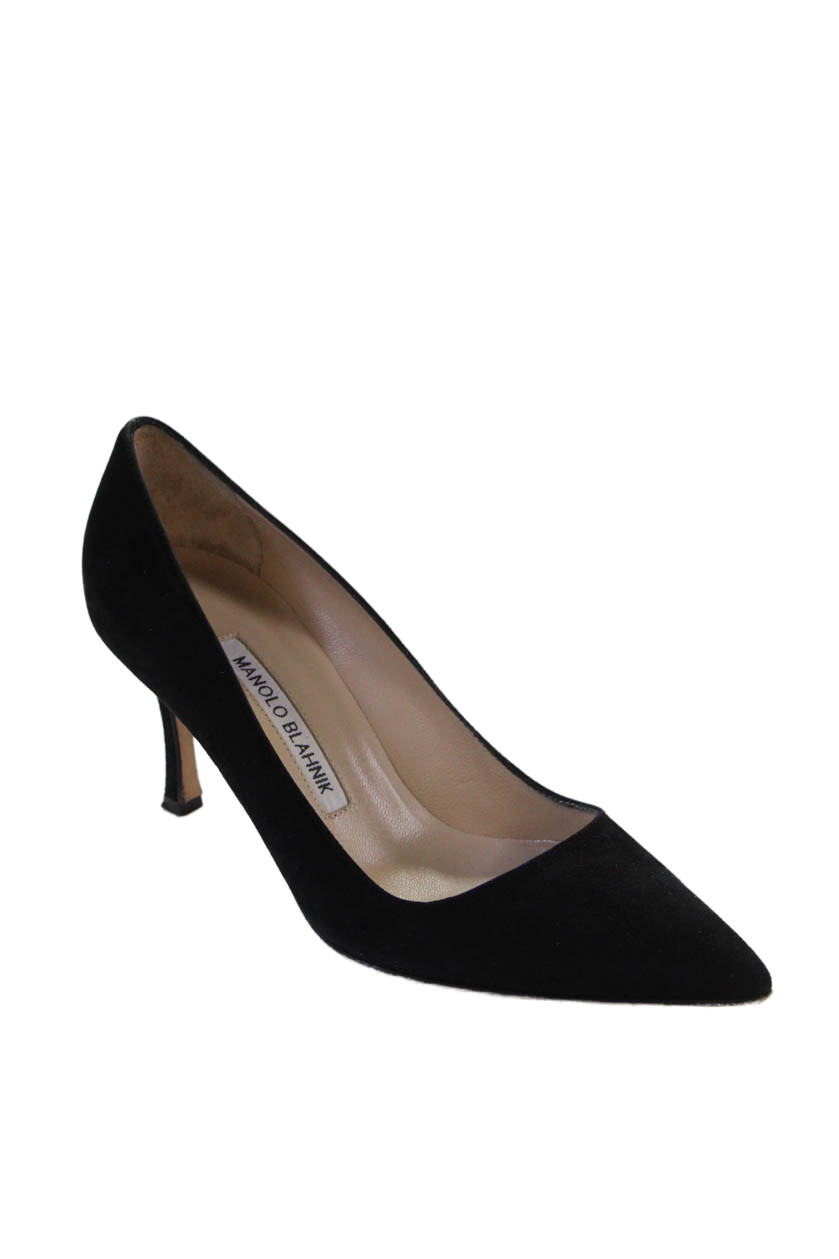 Manolo Blahnik Womens Suede Pointed Toe Pump Heels Black Size 6Free Shipping in US $100+ Orders | $6.95 Orders Below