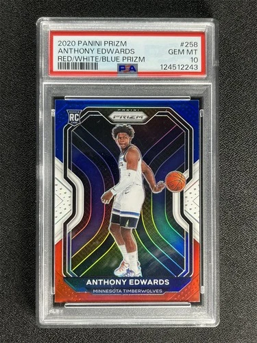 2020-21 Panini Prizm Anthony Edwards #258 Red White Blue Rookie RC PSA 10 GEM MT