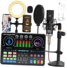 Podcast Equipment Bundle, 48V Dj20 Sound Card with Voice Changer