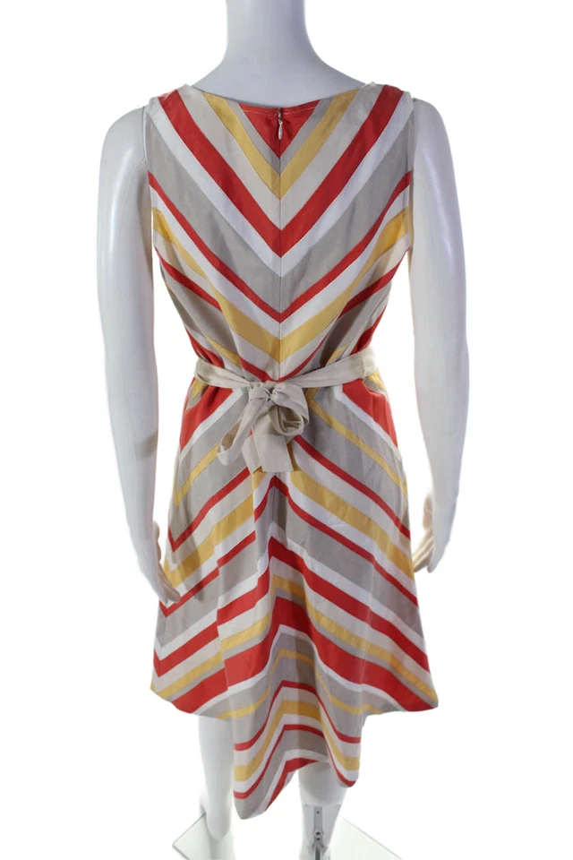 Lafayette 148 New York Womens Geometric Sleeveless Dress Color-Block Size 6 - Image 3 of 4