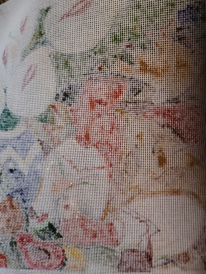 Linda Carter Holman~Woman & Calla Lilies~Garden Scene~Folk Art Needlepoint~Large - Image 4 of 4