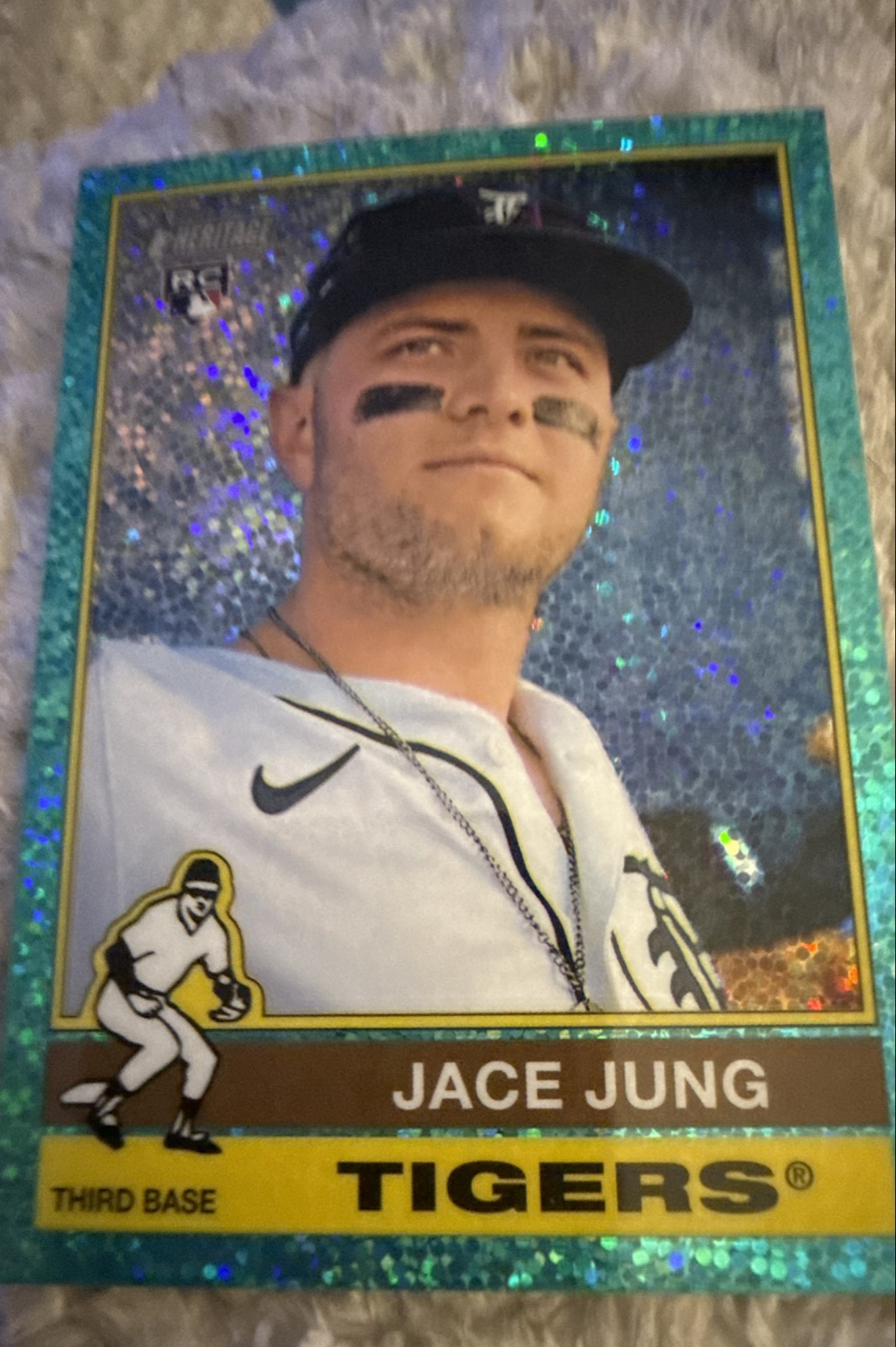 2025 Topps Heritage - Jace Jung #71 Chrome Aqua Sparkle Refractor (RC)