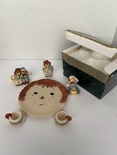 Vtg Raggedy Ann  Andy 1994 Popular Imports Miniature Resin Tea Set USA