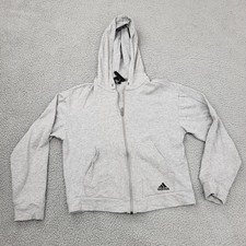 Adidas Hoodie Womens Medium Gray Logo Graphic Pockets Pullover