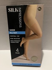 4 pair Silk Impressions Control Top pantyhose size XL Beige 20 denier