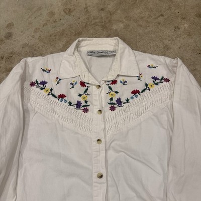 Vintage Adobe Floral Style Button Up Shirt - Womens Size XL 90s